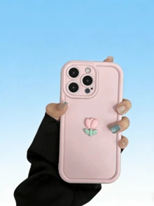 1pc DIY Flower Macaron Mobile Phone Case, Suitable For Samsung Galaxy S25, S24, S24 Plus/S24+, S24 Ultra, S24 FE, S20, S21, S22, S23 And 11/11 Pro/11 Pro Max, 12/12 Pro/12 Pro Max, 13/13 Pro/13 Pro Max, 14/14 Pro/14 Pro Max, 15/15 Pro/15 Pro Max, 16/16 Pro/16 Pro Max, 16E, Silicone Case With Grip And Military Shockproof Protection - Pink - View 3