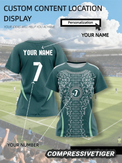 Personalized Algeria Women's World Cup Jersey - Green - Breathable Tight Fit Design To Help You Perform At Your Best - Fan Sports Training Wear, Great Gift For Halloween, Thanksgiving, Christmas And New Year