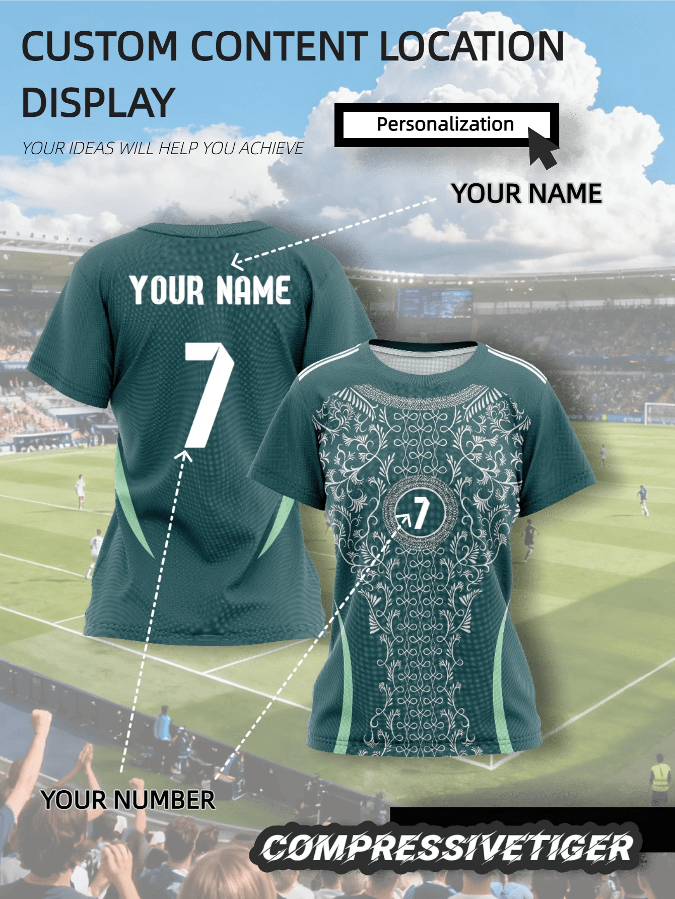 Áo thi đấu World Cup nữ Algeria cá nhân hóa - Màu xanh lá cây - Thiết kế ôm sát thoáng khí giúp bạn thi đấu tốt nhất - Trang phục thể thao dành cho người hâm mộ, món quà tuyệt vời cho Halloween, Lễ Tạ ơn, Giáng sinh và Năm mới. - màu xanh lá - Xem 1