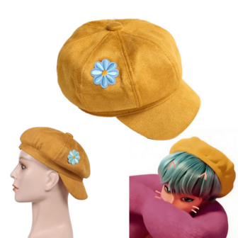 Saja Style Unisex Yellow Beret - Adult Cosplay Headwear, Must-Have Halloween Costume Accessory For Men & Women, Fancy Dress Hat For Party, Carnival & Themed Outfit Decoration