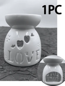 1 pièce de bougeoir en céramique blanche creuse avec motif en forme de cœur ou de fleur, chauffe-bougie, diffuseur d'huiles essentielles parfumées pour la famille, Saint-Valentin, Ramadan, Noël, mariage, Nouvel An chinois, automne, anniversaire, hiver, décoration de la maison, cadeau, chambre à coucher, salle à manger, salon, décoration d'ambiance - Multicolore - Voir 15