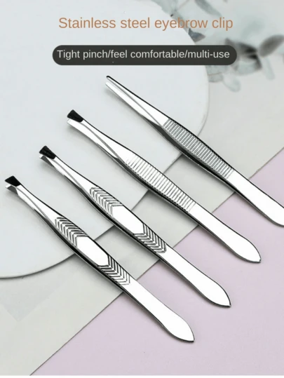 Juego de pinzas para cejas, rizador de pestañas, pinzas para pestañas, herramientas de maquillaje de precisión de acero inoxidable para postizos de pestañas y arreglo de cejas
