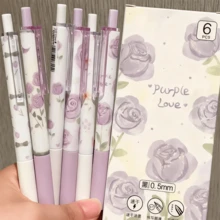 6支/套 可爱Go Duck中性笔，细头毛笔，哑光黑色碳素墨水 | 时尚心形设计，符合人体工学的握笔设计，非常适合问答、学习、考试 | 情人节、返校、办公使用的完美之选 - 彩色 - 查看 14