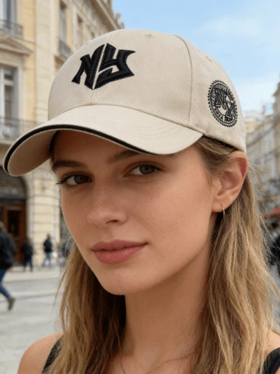 1 Pair Embroidered Baseball Cap - Minimalist Creative NY Letter Design Hip Hop Streetwear, Breathable Lining, Suitable For Personalized Skateboarding, Outdoor Daily Commute, Casual Sports Sun Protection (Unisex)