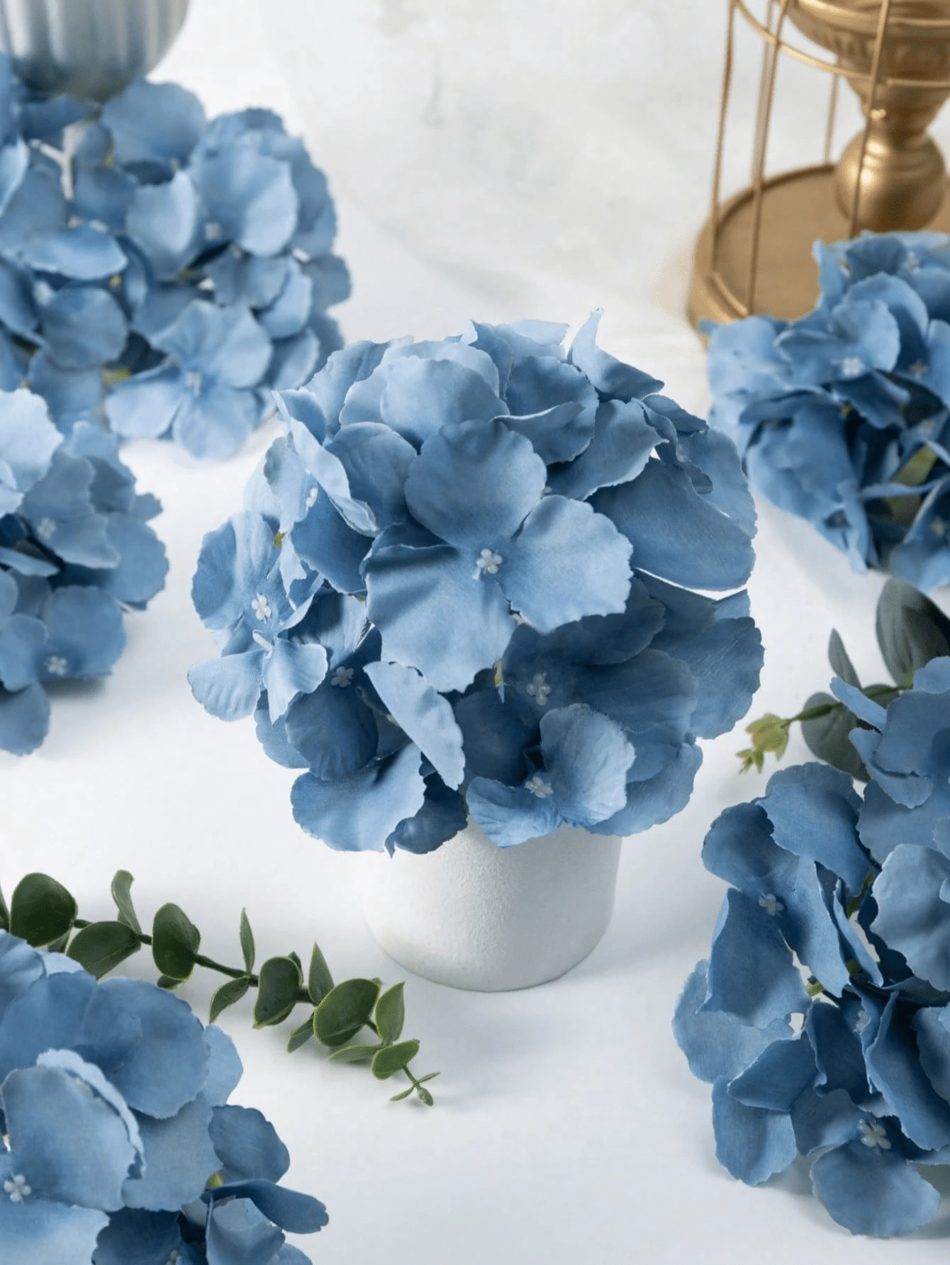 25pcs Artificial Hydrangea Flowers, Misty Blue Artificial Hydrangea, Artificial Flower Heads With Stems, Suitable For Home Wedding Party Decorations, Wreath Decorations, Bridal Bouquet Decorations, DIY Floral Decorations, Mother's Day, Birthday Gifts. - Dusty Blue - View 1
