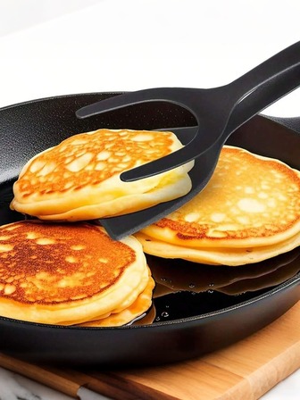 1 st nylonhandtag och vändbar spateltång - 2 i 1 multifunktionell non-stick köksspatel för fisk, fattiga riddare, omeletter, omelettköksbakverktyg, lös vändproblem