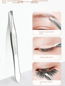 Eyebrow Clip Set, Eyelash Curler, Eyelash Tweezers, Stainless Steel Precision Makeup Tools For False Eyelash & Eyebrow Grooming - Multicolor - View 2