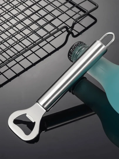 Edelstahl Flaschenöffner mit rundem Griff, geeignet für Party, Essen, Outdoor Camping, tragbar