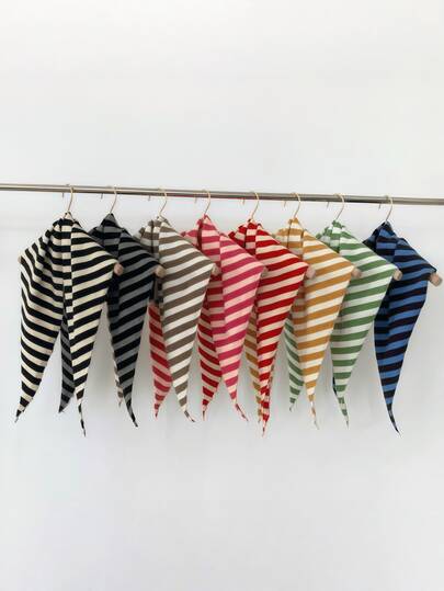 Women's 1PC Minimalist Striped Triangular Knit Shawl Fall Winter Versatile Decorative Neck Warmer Scarf