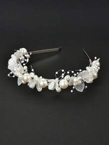 1pc Girls' Sweet Pearl Birthday Party Wedding Season Flower Girl Headband, Princess Style