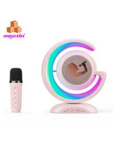 Altavoz inalámbrico con Bluetooth para Karaoke, minicaja con micrófono Dual de música, función de cambio de sonido, disco TF/u, superventas, YS110 - Blanco - Ver 5