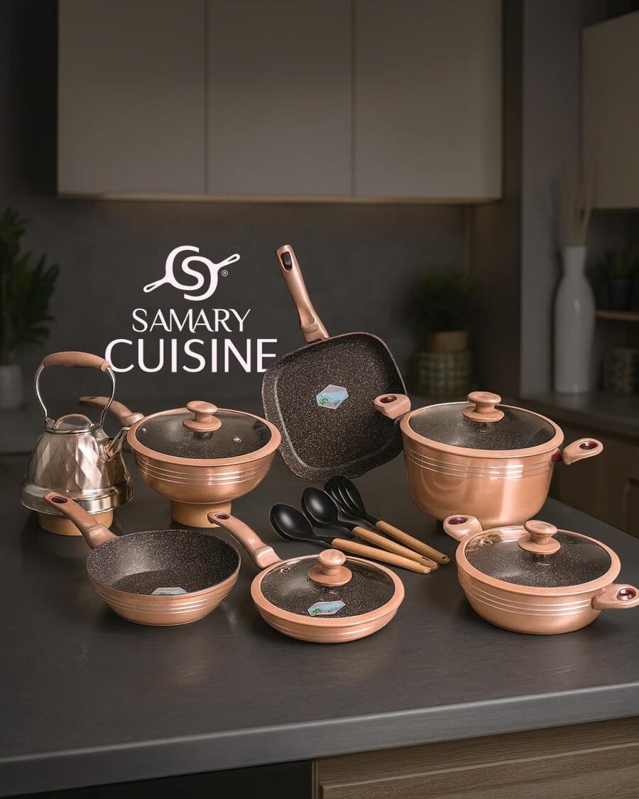 BATERIA DE COCINA ELIZABETH CON RFECUBRIMIRNTO DE CERAMICA PREMIUM Y TAPAS IRROMPIBLES 16 PIEZAS, APTO PARA TODO TIPO DE ESTUFAS GAS, ELECTRICA, INDUCCIÓN Y VITROCERAMICA, OLLA PARA CALDOS, SARTEN PARA HUEVOS, SALETAR VERDURAS, ARROZ Y PERFECTO PARA BISTEC, PESCADO Y MÁS - Marrón Mocha - Ver 1