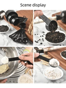 Bộ 10 món cốc và thìa đong định lượng nhà bếp, có thể xếp chồng lên nhau, dụng cụ nấu nướng và làm bánh, thích hợp cho Halloween, Giáng sinh, Lễ Tạ ơn, nhà bếp, phòng ăn, ngoài trời, làm bánh, cốc đong định lượng, phụ kiện nhà bếp và các vật dụng khác. - Nhiều màu - Xem 10