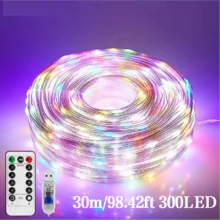 10m/20m/30m USB Magische Farbige Lederleuchtkette, 100/200/300 LED Perlen, wasserdicht, 8 Wechselmodi, USB betrieben, geeignet für Garten, Party und Feiertags Dekoration, Außenterrassen Dekoration, schafft festliche Atmosphäre, Dekorationsbeleuchtung - Verschiedenfarbig - Übersicht 19