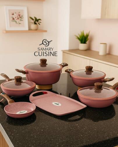 Batería Tanya 10 piezas recubrimiento de cerámica premium y tapas irrompibles, No se pega la comida, Incluye olla de 7.2 L perfecta para caldos, sartén wok 28 cm perfecto para guisos o saltear verduras, arrocera 28 cm perfecta para arroz, sartén de 26 cm con tapa y sartén 20 cm para huevos y comal rectangular para tortillas, milanesas y más