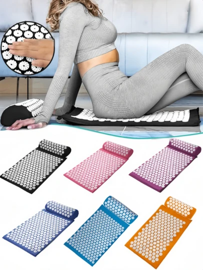 1pc Acupressure Mat & Pillow Set With Oxford Bag, Pillow Sold Separately, Neck & Back Muscle Massage Pillow, Muscle Relaxation, Sciatica And Meditation Yoga Mat Acupressure Pad, Acupuncture Point Massage Pillow, Relieve Neck And Back Pain, Muscle Relaxation And Stress Relief, Suitable For Men And Women