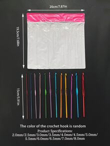 12 piezas Juego de Ganchos de Crochet de Aluminio, con Bolsa de Almacenamiento para Transporte y Organización Fácil, 2.0-8.0mm, Adecuado para Varios Proyectos de Crochet - Un Excelente Regalo para Artesanos - Multicolor - Ver 10