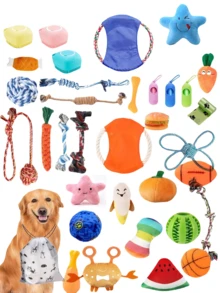 5-Piece Set With Machine Model, Durable And Tough Interactive Pet Puppy Toy, BB Sound Toy, Small And Medium-Sized Cat And Dog Supplies, Randomly Shipped - Multicolor - View 1