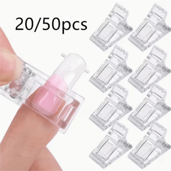 20/50个美甲延长夹，透明凝胶手指延长LED指甲贴片夹，快速美甲成型工具，不含甲醛