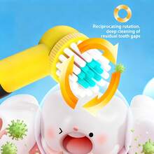 Kids Electric Toothbrush, 3 Colors Available (Blue, Pink, Yellow), Cute Dinosaur & Dolphin Design, Comes With 4 Replacement Brush Heads + Portable Travel Case, Soft Bristles For Gentle Gum Care, Easy To Operate, 600mAh Battery Capacity, Suitable For Home And Travel Use, Great Gift For Christmas, Birthday - Multicolor - View 4