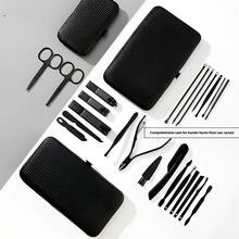 Bộ dụng cụ làm móng tay và móng chân bằng thép không gỉ, bộ dụng cụ chăm sóc chuyên nghiệp, dụng cụ chăm sóc móng kèm hộp đựng du lịch sang trọng. - màu đen - Xem 9