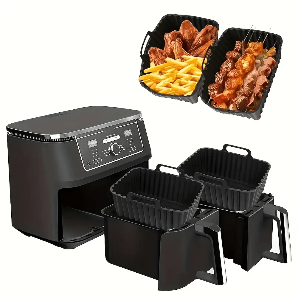 1/2/3pcs Reusable Silicone Air Fryer Liners, Rust-Proof Easy To Clean Multi-Functional Kitchen Accessory, Heat-Resistant Silicone Tray, Universal For Air Fryer, Oven, Frying Pan, Suitable For Outdoor Cooking, Baking And Cake Making Kitchen Tool - Multicolor - View 1