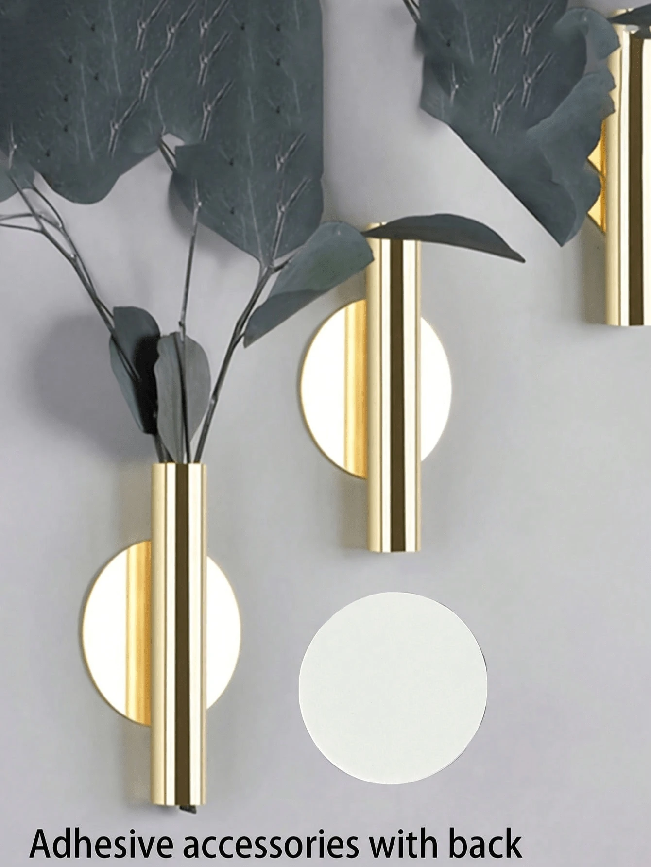 1/2/3pcs Creative Wall Flower Vase, Wall Hanging Flower Holder, Gold Color Decor For Living Room - Gold - View 1