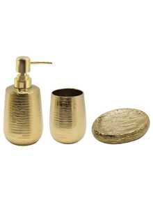 3pcs Ceramic Bathroom, Bathroom Set, Including Soap Dispenser, Toothbrush Holder And Soap Box. Bathroom Supplies, Bathroom Accessory Set, Home Bathroom Decoration Supplies. Suitable For Home Use, And Can Also Be Used As Birthday Gifts, Holiday Gifts, New Year Gifts, Housewarming Gifts And Mother's Day Gifts. An Excellent Choice For High-End Gifts. - Gold - View 10