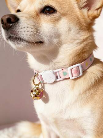 Collar con estampado de corazón rosa para mascotas en el Día de San Valentín, accesorio con colgante de bola de flor hueca, decoración linda para gatos/perros, accesorio para fiestas y fotos, regalo
