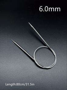 80厘米长环形针，9种尺寸（2.0-6.0毫米）不锈钢环形针，钩针，缝纫工具，适用于毛线工艺和DIY项目 - 銀色 - 查看 11