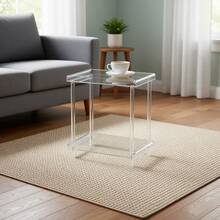 1pc Transparent Acrylic Coffee Table, Modern Minimalist Square Sofa Side Table, Small Contemporary Entryway Table Suitable For Living Room, Bedroom, Balcony - Multicolor - View 4