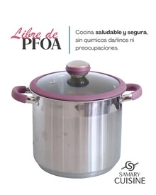 Juego de ollas roze 8 piezas de acero inoxidable con mangos de silicona y tapas irrompibles, Incluye olla de 5, 7, 8 y 10 lts. Apto para todo tipo de estufas incluido gas, eléctrica, inducción y vitrocerámica, Alta durabilidad, reforzadas, Perfecta para caldos y sopas - Rosa - Ver 4