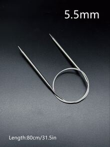 80厘米长环形针，9种尺寸（2.0-6.0毫米）不锈钢环形针，钩针，缝纫工具，适用于毛线工艺和DIY项目 - 銀色 - 查看 14