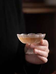 1 件釉莲花形茶杯，日式奢华高脚杯，磨砂茶品鉴杯，甜点盘，送给朋友的礼物，适用于客厅、餐厅、家居装饰 - 透明磨砂 - 查看 11