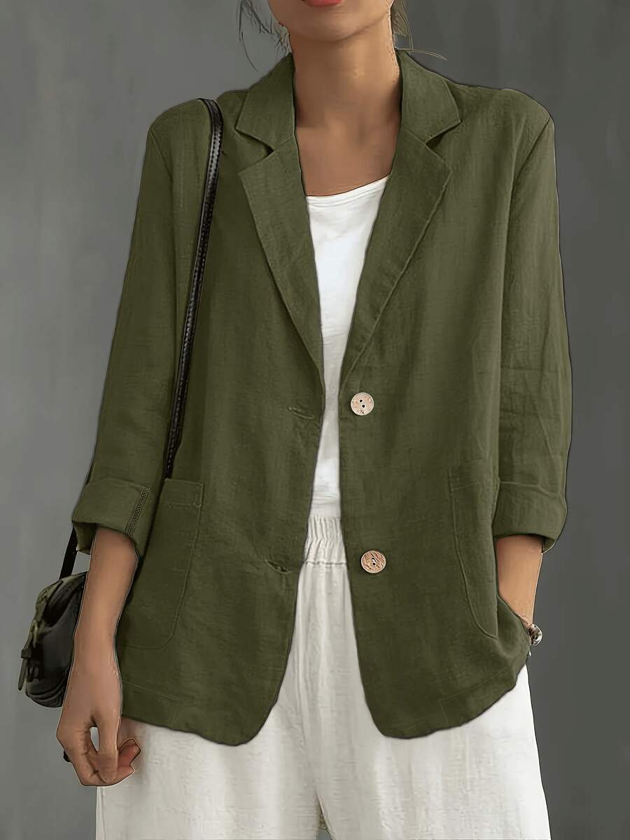 Moss Green Blazer Jacket For Women, Casual Versatile Stylish, New Arrival For Autumn - Moss Green - View 1