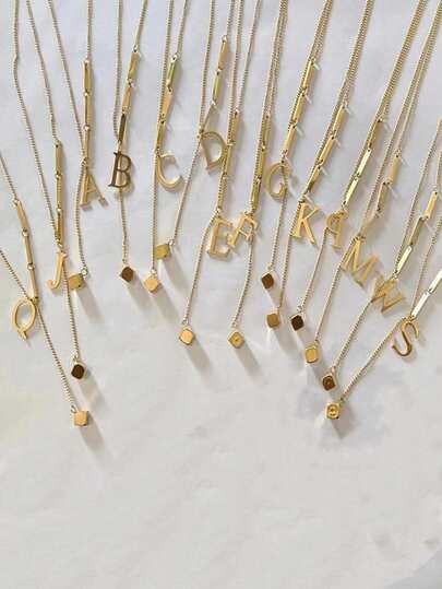 1Pc Europe And The United States Ins Style Personalized Letter Series Stainless Steel Necklace 18K Gold Cold Wind Simple Elegant Short Collarbone Chain Simple