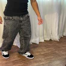 Premium Limited Edition Black Balloon Pants – Men's Baggy Streetwear Jeans, Loose And Comfortable Fit – 100% Street Denim – Sizes 36 To 48 - 天空之門 - 灰色 - 查看 6