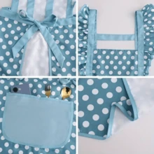 1pc Women's Cotton Apron With Large Pockets - Fashionable Polka Dot Design, Suitable For Cooking, Nail Salons And Coffee Shop Uniforms - Multicolor - View 5