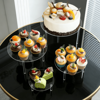 1 st. klar akryl dessertställ i ett lager, transparent displayställ för vardagsrum, matsal, eftermiddagste, tårta, bröllopsbuffé, hem och kommersiellt bruk, lämplig för bröllop, födelsedagsfest, eftermiddagste, familjesammankomst, kommersiell dessertbar