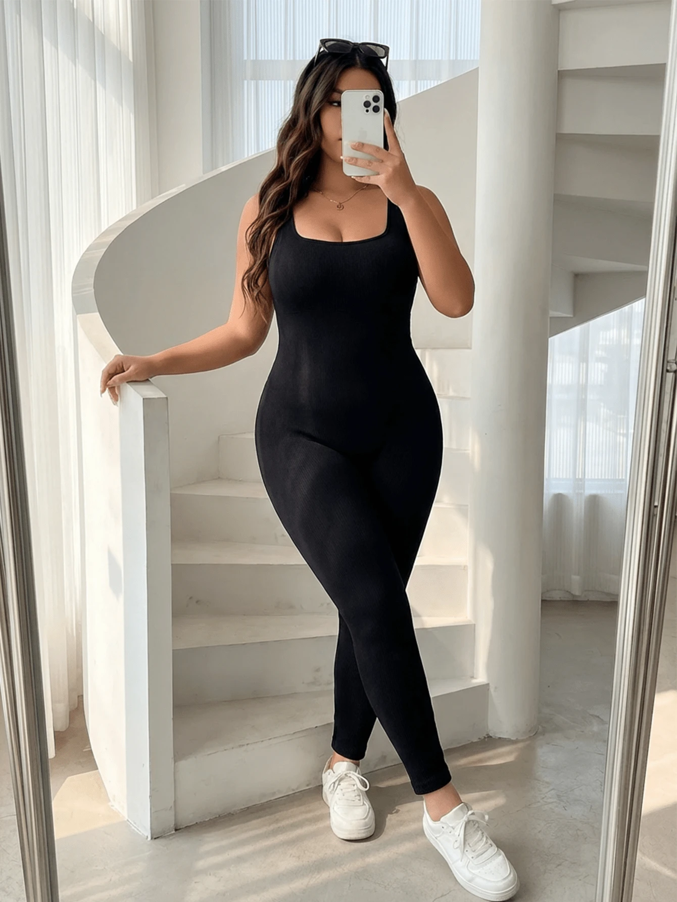 冬季大码女式无缝收腹提臂连体衣塑身衣，休闲瑜伽服，适合户外穿着