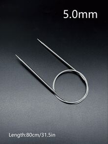 80厘米长环形针，9种尺寸（2.0-6.0毫米）不锈钢环形针，钩针，缝纫工具，适用于毛线工艺和DIY项目 - 銀色 - 查看 10