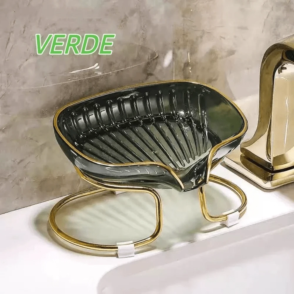 Sink Soap Dish Drainer, Bathroom Soap Box With Metal Holder - màu xanh lá - Xem 1