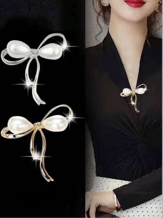 1 broșă anti-expunere pentru femei, broșă de guler cu fundă de înaltă calitate, culoare aleatorie