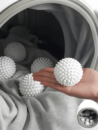 1个可重复使用的洗衣烘干球 - 橡胶材质，可去除污渍和绒毛，适用于洗衣机，无需用电，是居家清洁必备品，可软化衣物，减少褶皱和静电，防止衣物在家中和洗衣店缠绕，是母亲节、情人节、送给朋友、妈妈、女朋友的绝佳礼物 - 颜色随机