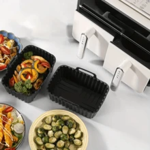 1/2/3pcs Reusable Silicone Air Fryer Liners, Rust-Proof Easy To Clean Multi-Functional Kitchen Accessory, Heat-Resistant Silicone Tray, Universal For Air Fryer, Oven, Frying Pan, Suitable For Outdoor Cooking, Baking And Cake Making Kitchen Tool - Multicolor - View 7
