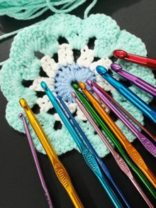 12 piezas Juego de Ganchos de Crochet de Aluminio, con Bolsa de Almacenamiento para Transporte y Organización Fácil, 2.0-8.0mm, Adecuado para Varios Proyectos de Crochet - Un Excelente Regalo para Artesanos - Multicolor - Ver 7