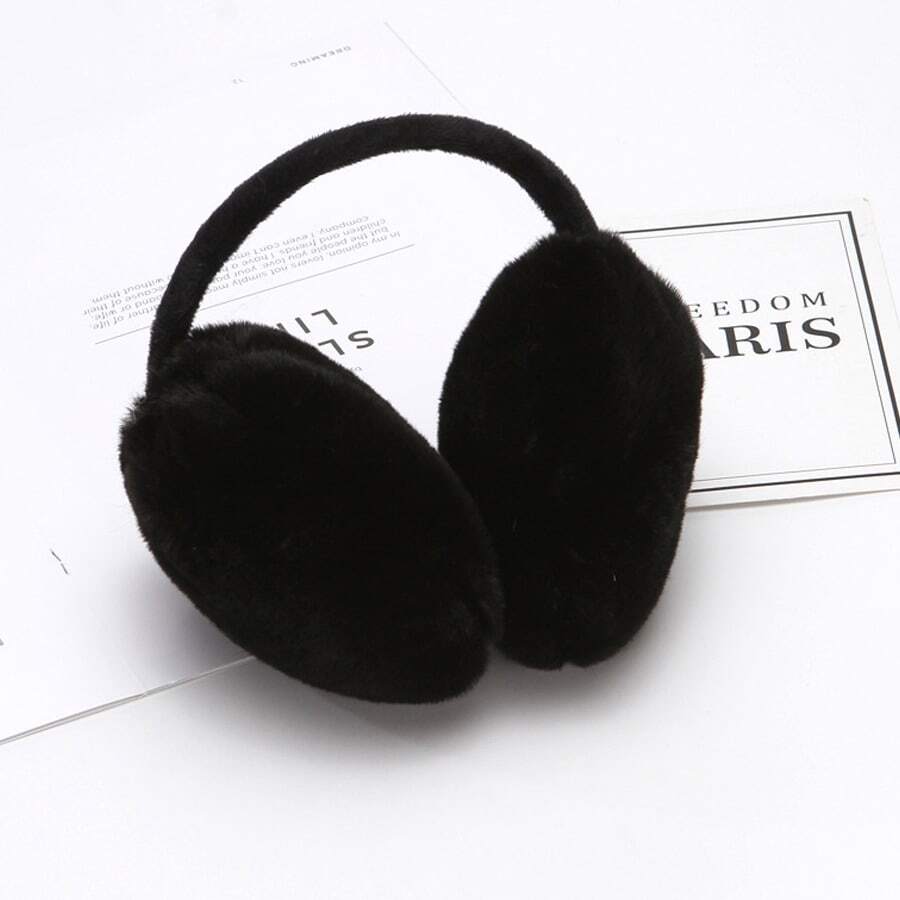 1pc Foldable Plush Ear Muffs, Winter Ear Warmers Ear Covers Ear Protection - Black - View 1