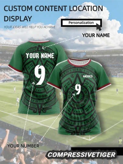 Jersey de la Selección Femenina de México para la Copa Mundial 2026 - Nombre y número personalizados - Diseño ajustado y transpirable para ayudarte a rendir al máximo - Ropa deportiva de aficionado, excelente para regalos de Halloween, Acción de Gracias, Navidad y Año Nuevo