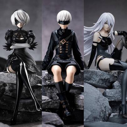 尼尔：机械纪元 2B 9S A2 可动动漫手办模型雕像桌面摆件收藏品，万圣节和圣诞节礼物