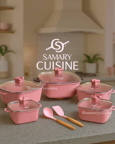 Batería de cocina de cerámica premium 14 piezas Piezas jumbo, cuadradas y 2 utensilios de silicona, Incluye olla, cazuelas o arroceras desde los 2.5 hasta los 10.5 litros y dos agarraderas de silicona. Apto para todo tipo de estufas, incluidas de gas, eléctrica, inducción y vitrocerámica